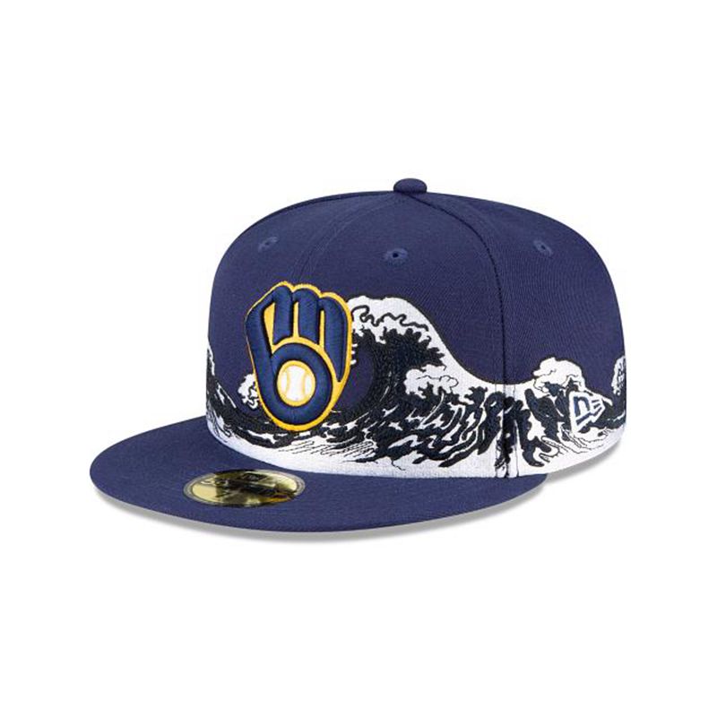 MLB Milwaukee Brewers Wave 59Fifty Fitted (NJJ0342) - Blue New Era Caps